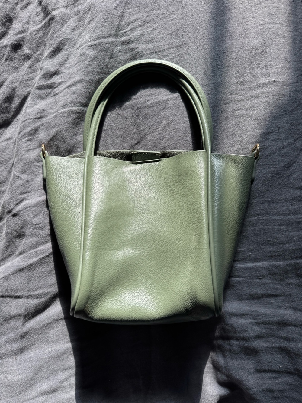 Anthropologie Hollace Small Green Leather Tote Bag